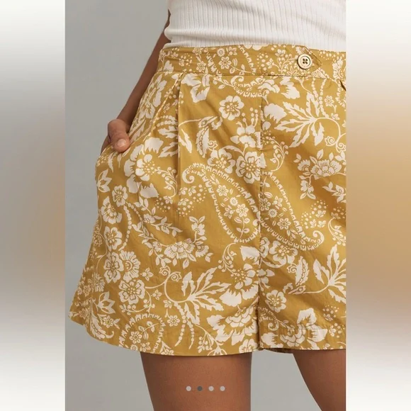 Maeve pleated poplin shorts